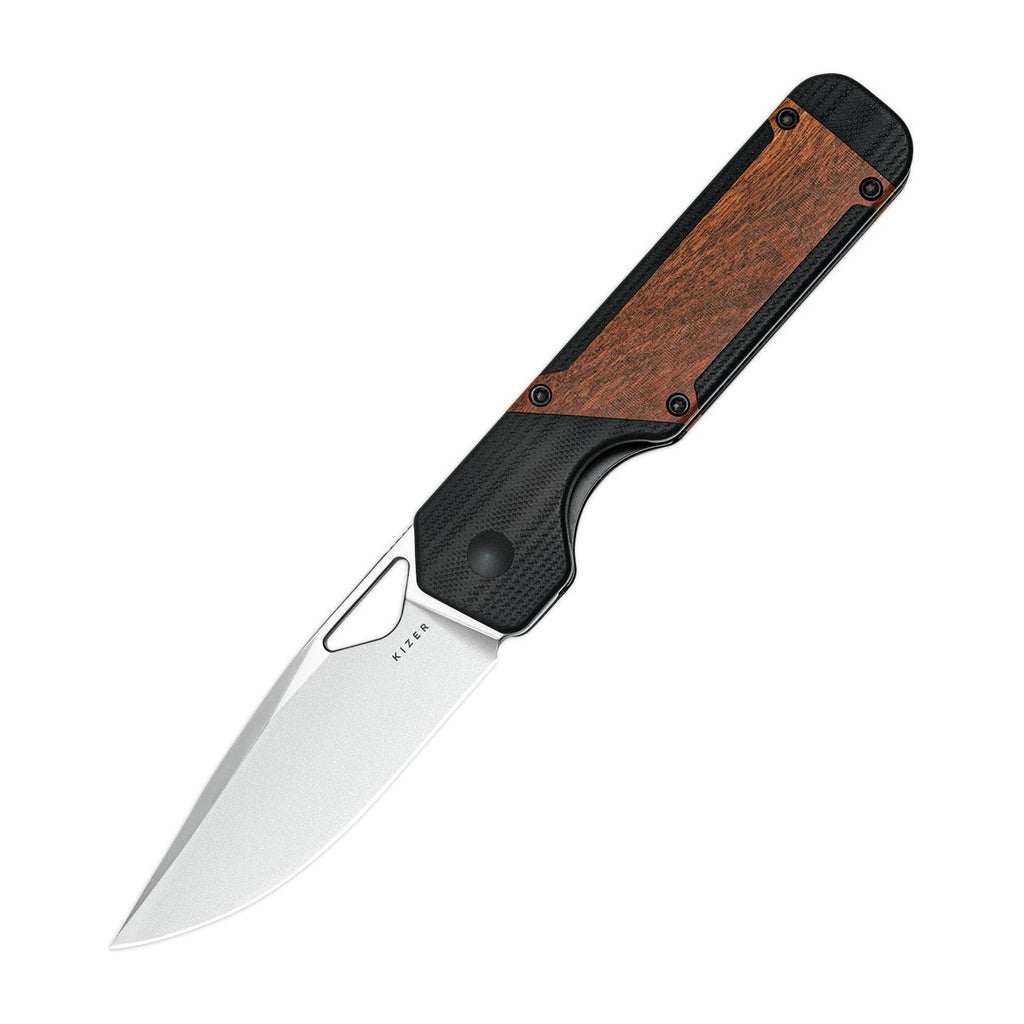Kizer Militaw 154CM G10 Mkuruti Wood Folding Knife
