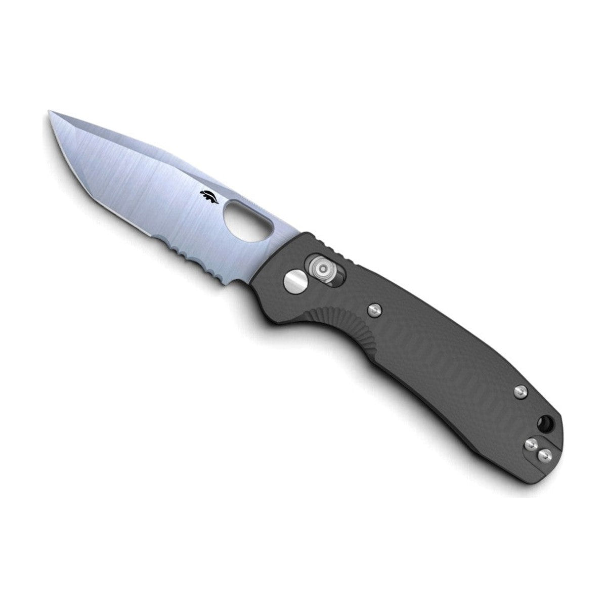 Honey Badger Cross-Bolt Tanto — Serrated, 14C28N, Black G10