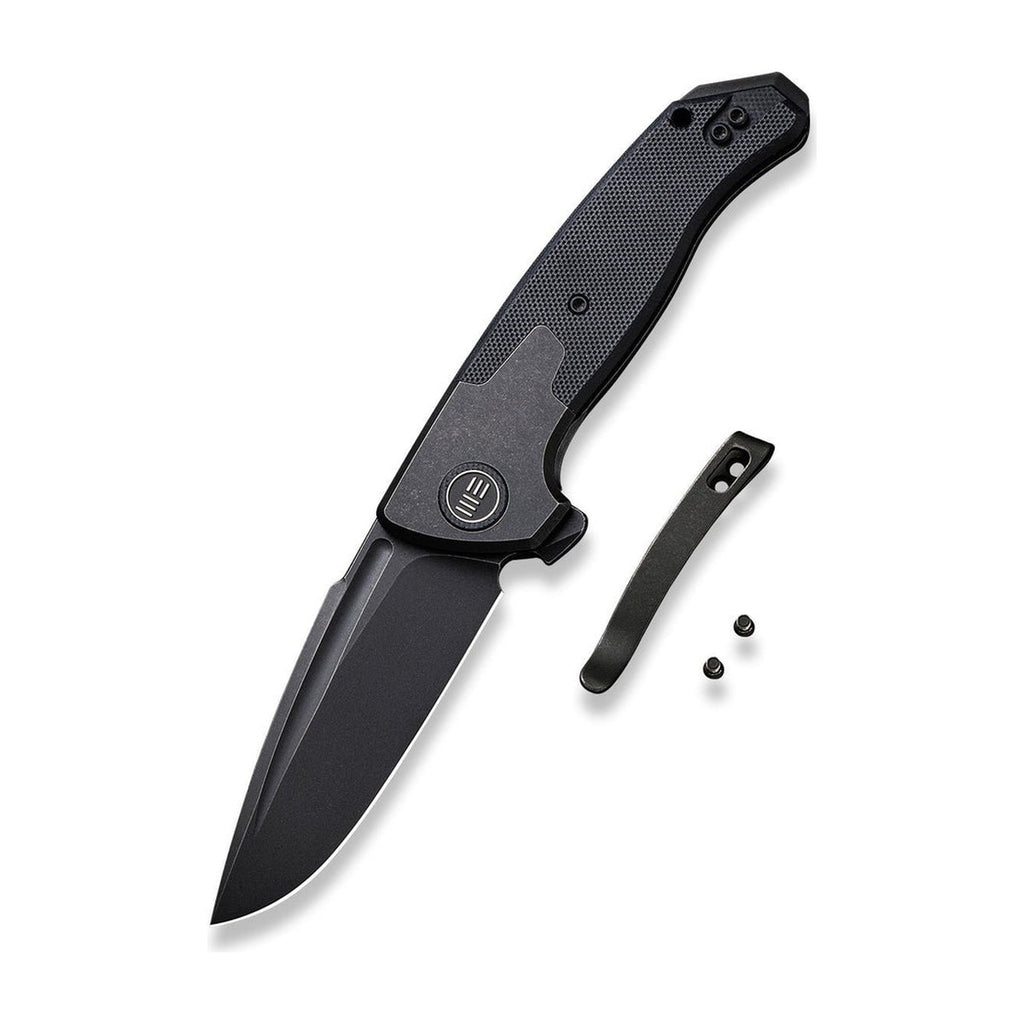 WE Press Check — Black Titanium & G10, Drop Point