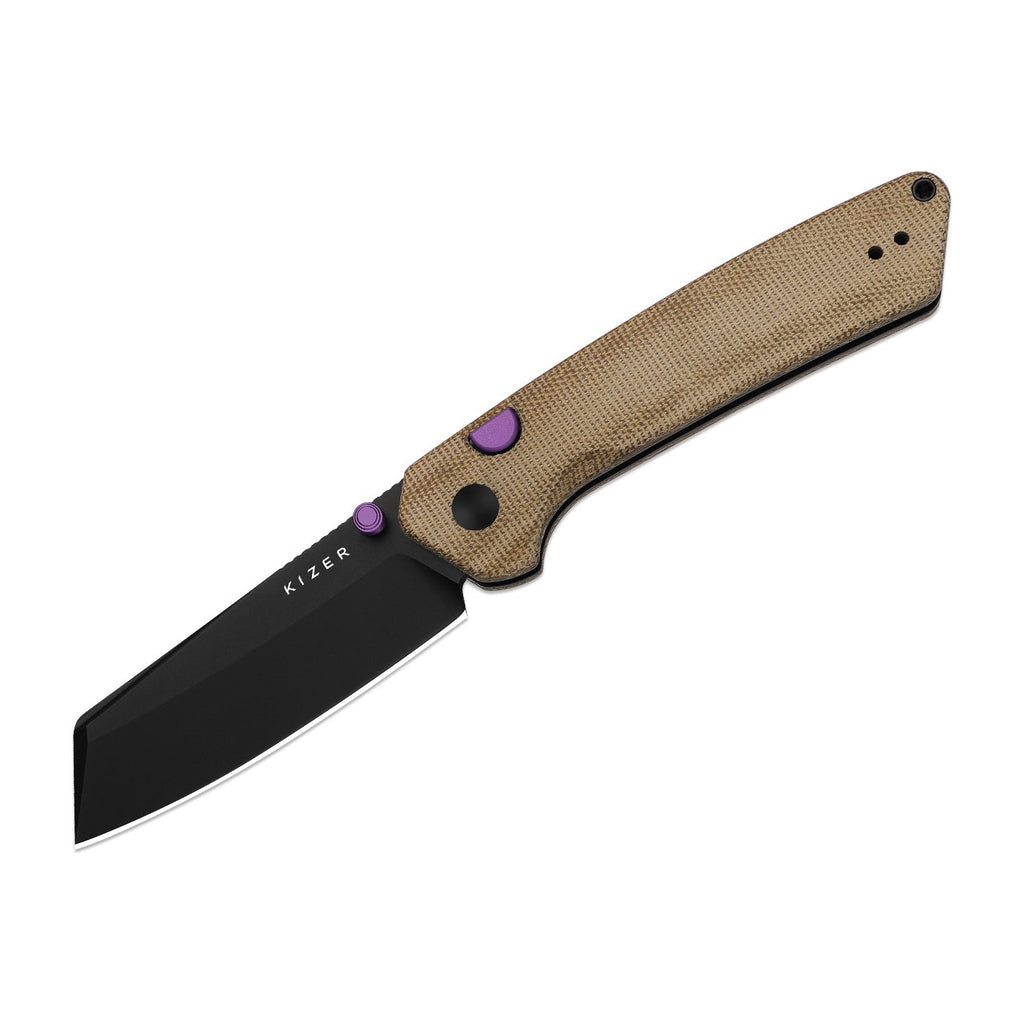 Kizer Madrac 14C28N Brown Micarta Folding Knife