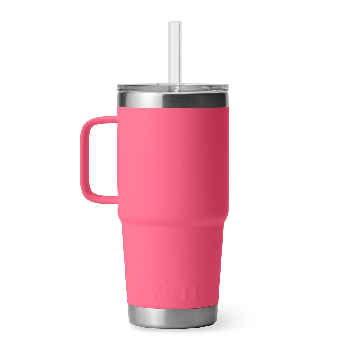 YETI Rambler 25oz Straw Mug in Tropical Pink, rear view