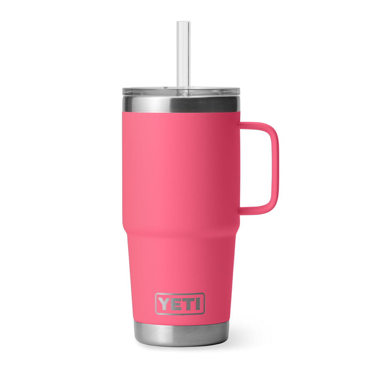 YETI Rambler 25oz Straw Mug in Tropical Pink, front view