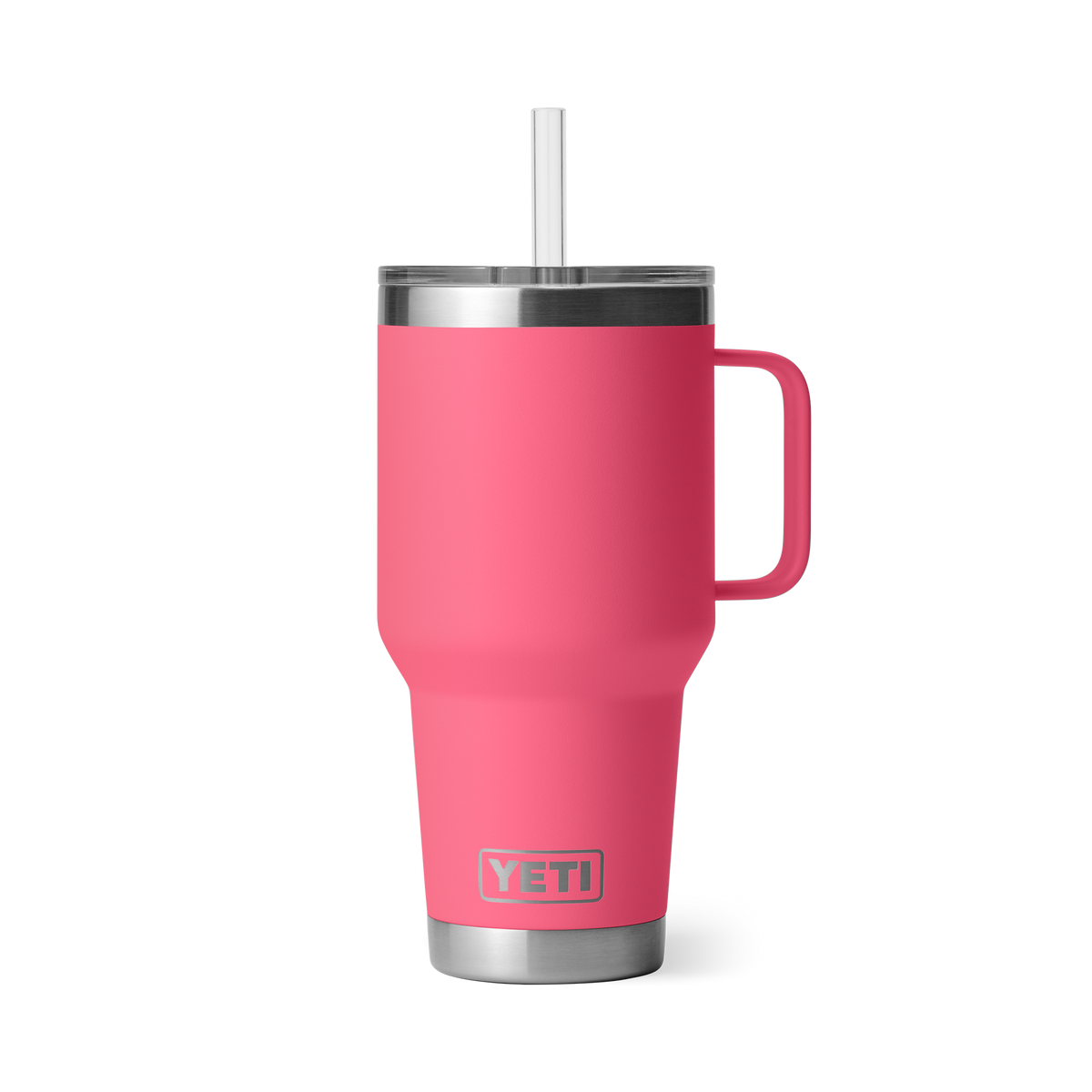 YETI Rambler 35oz Straw Mug in Tropical Pink, front view