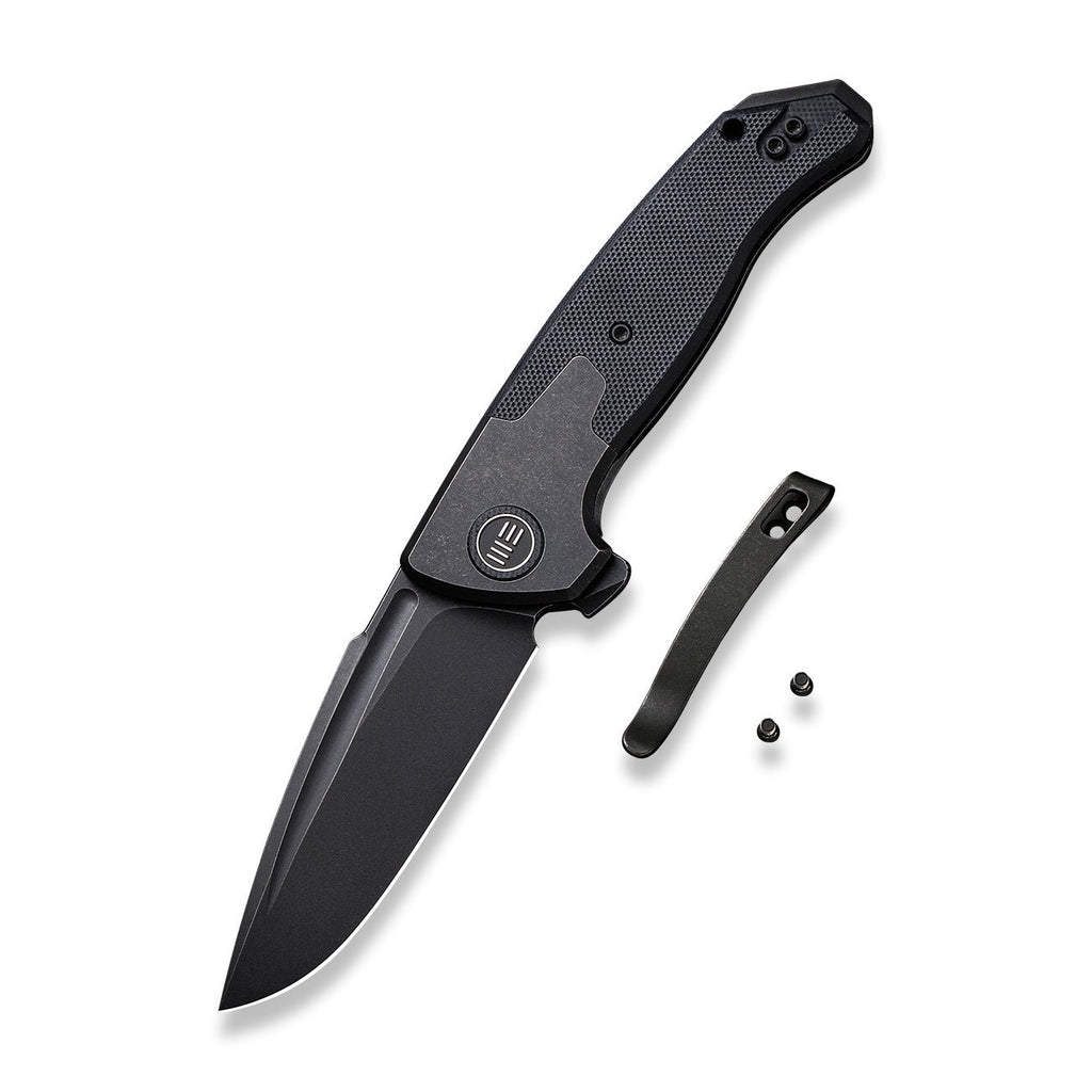 WE Press Check — Black Titanium with Black G10 Inlay, Drop Point