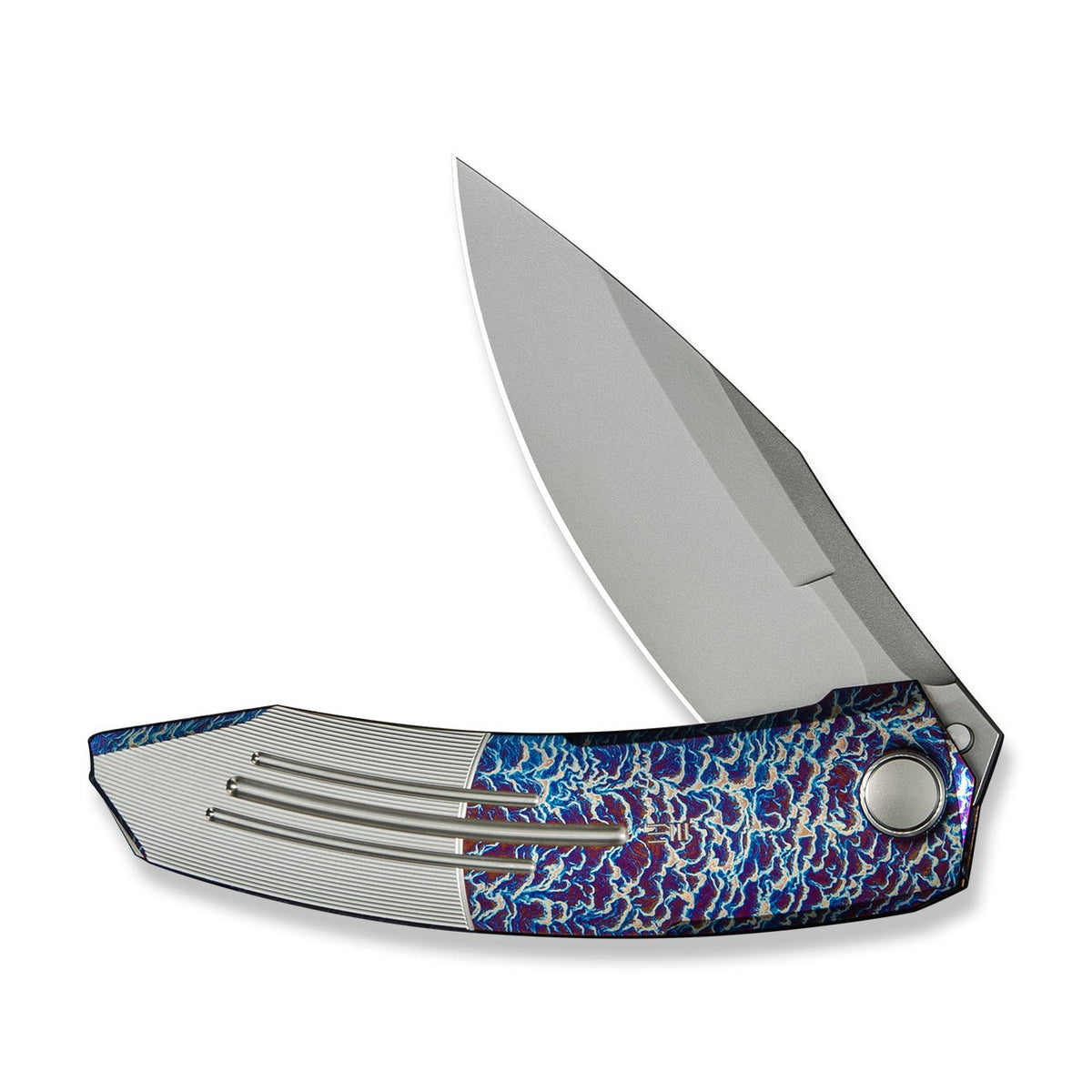 WE Sine Wave titanium flipper knife, Flamed & Satin Titanium, view 5