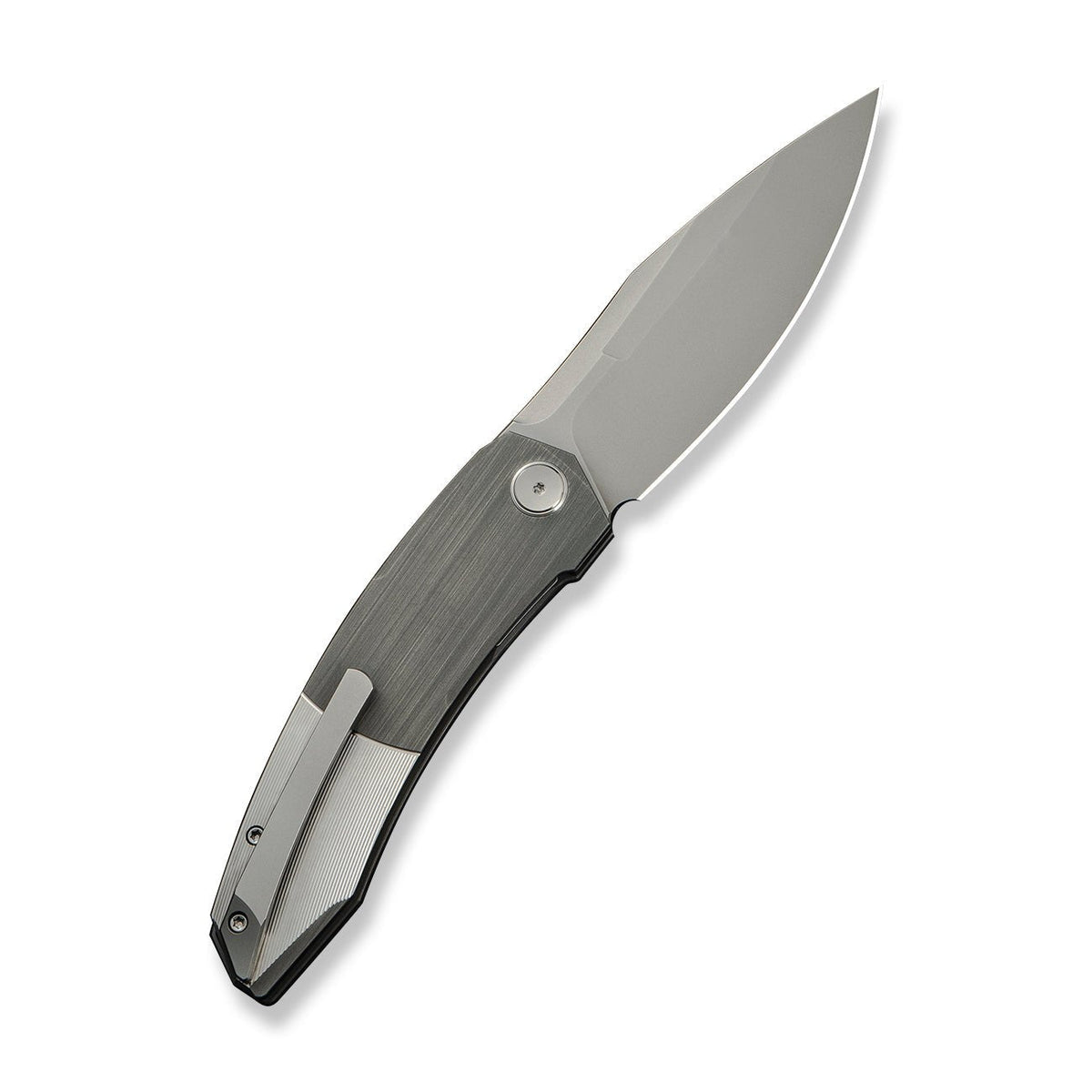 WE Sine Wave titanium flipper knife, Grey Hand-Rubbed Titanium, view 2