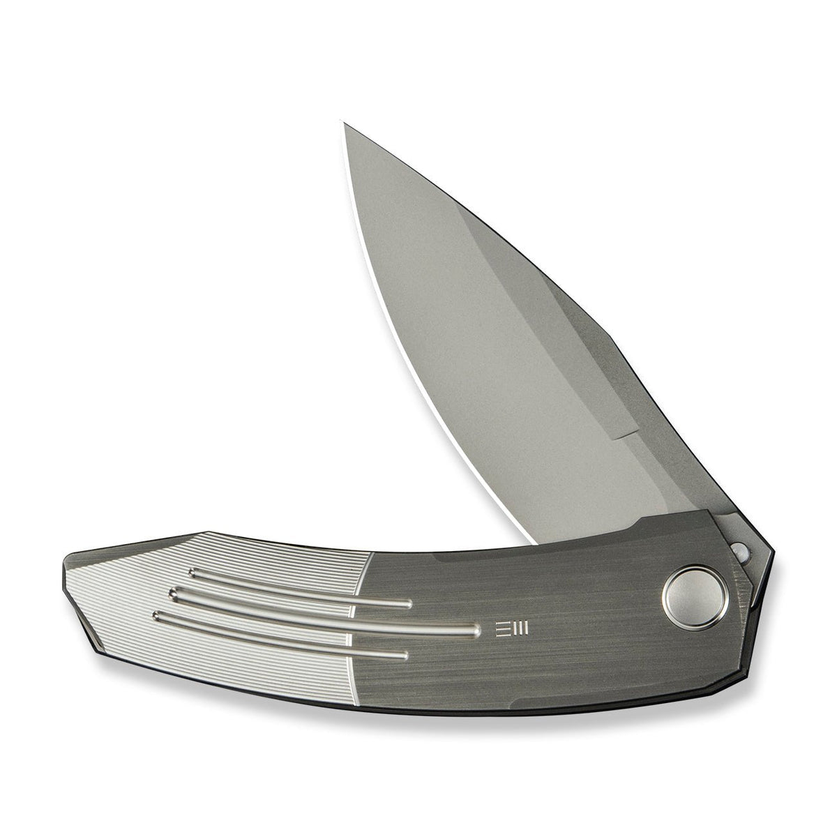 WE Sine Wave titanium flipper knife, Grey Hand-Rubbed Titanium, view 5
