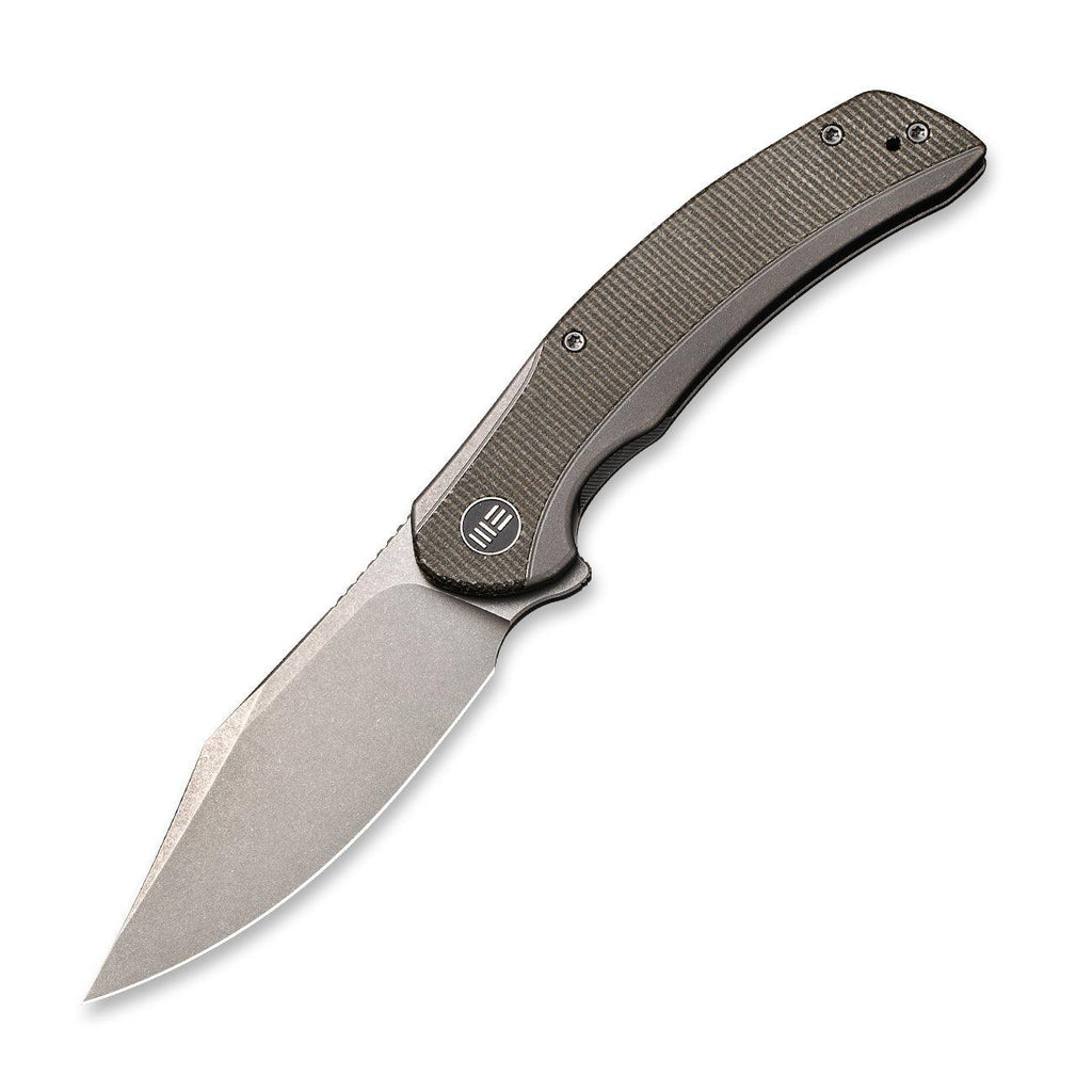 WE Snick — Gray Titanium with Dark Green Micarta Inlay