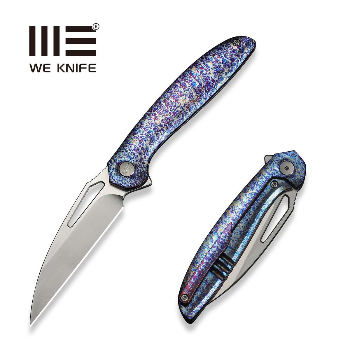 WE Tiercel titanium flipper knife, Flamed Titanium